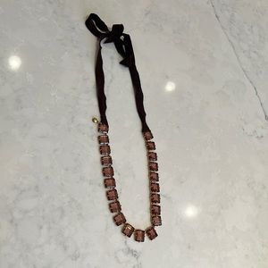 Jcrew necklace with plum ribbon and purple hued gems